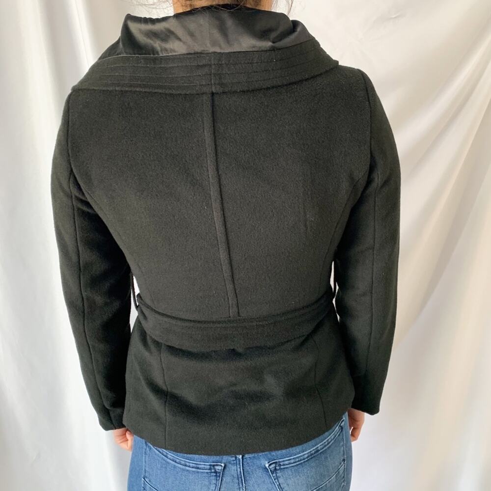 Ciao Milano Black Shawl Neck Wrap Style Pea Asymmetrical Coat Size Extra Small - Picture 4 of 12